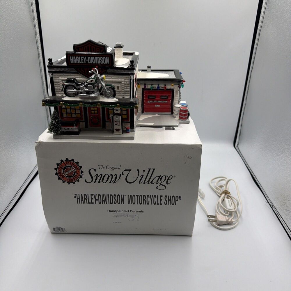 Department 56 Harley Davidson Motorcycle Shop #54886 The Original Snow Village
